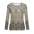 thumbnail image 4 of Womens T Shirts Long Sleeve Ladies Tops Fall Printed Loose Crewneck Blouses Business Casual 2XL, 4 of 4