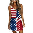thumbnail image 2 of 4th of July Independence Day American Flag Beach Sun Dress Fashion Women Casual Printed Sleevesless Camies Crew Neck Mini Dress Summer Vacation Beach Fashion S-XXL, 2 of 4