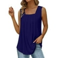 thumbnail image 2 of HUANBAI Summer Vest Loose Pleated Square Neck Sleeveless Top Large Size Women's Top Cotton Tank Top, 2 of 4