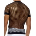 thumbnail image 5 of Herrnalise - Camiseta de malla de red para hombre, ajustada, de manga corta, con músculos, de malla hueca, divertida, transpirable, de red de pesca, de manga corta, a la moda, color negro, L, 5 of 5