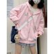thumbnail image 2 of ADAgirl-Sudadera con capucha Kawaii para mujer, suéter de manga larga con cremallera, color rosa, Harajuku, Cutecore, de gran tamaño, de lana coreana, Tops femeninos, 2 of 5