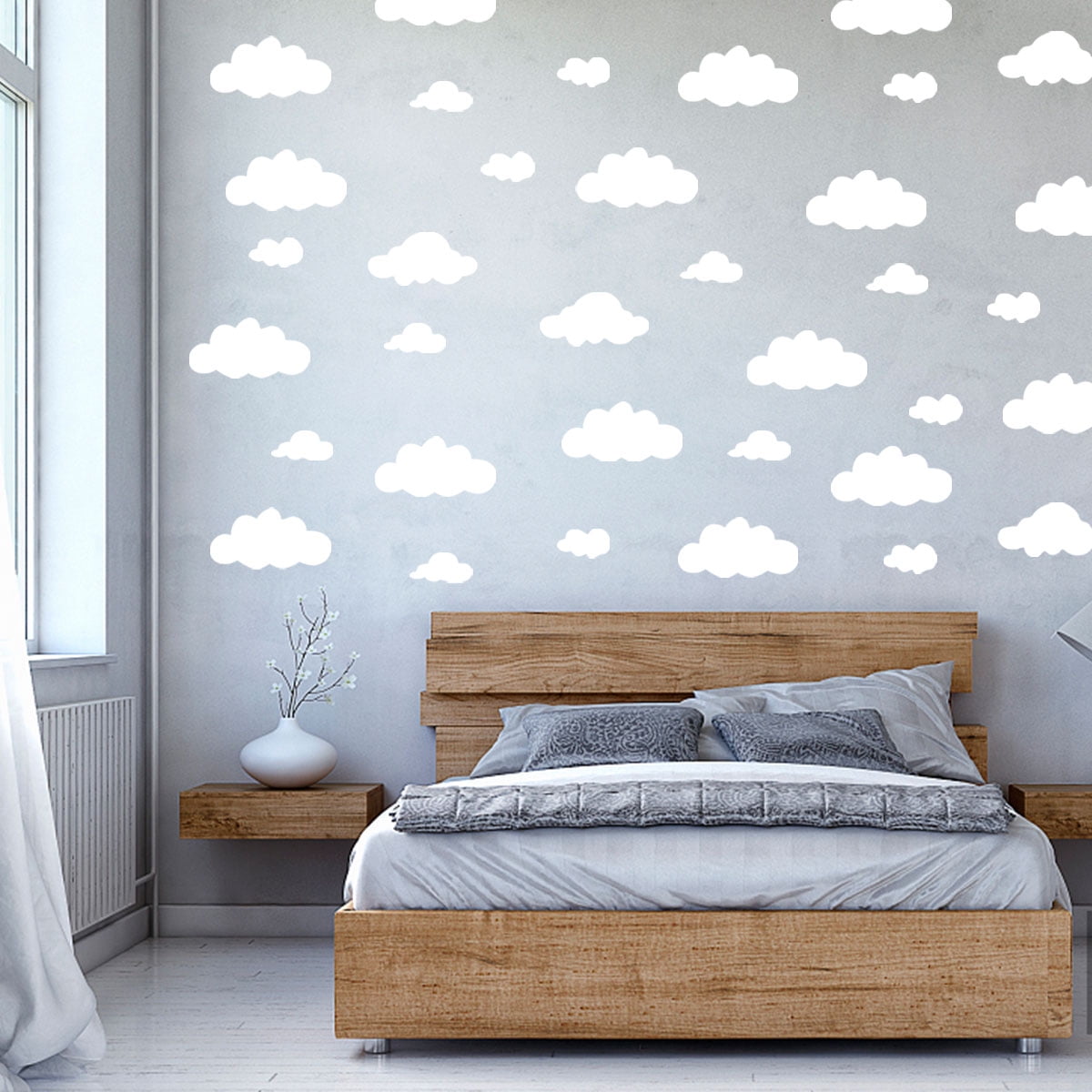 LOLIPPYY 3Pcs Assorted Color PVC Self Adhesive Clouds Wall Sticker for Room Furniture Decor