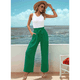 thumbnail image 4 of Pantalones de Salón Anchos para Mujer, Color Verde, Talla XL, 4 of 8