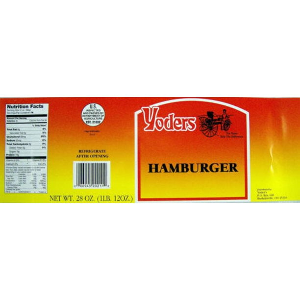 Yoders Canned Long Shelf Life Emergency Survival Food Ration Hamburger Ground Beef with 14 Servings/28oz/Can- 12 Cans