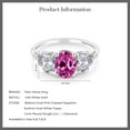 thumbnail image 4 of Gem Stone King Oval Pink Created Sapphire and White Topaz in 10K White Gold Diamond Accent Ring, 4 of 4
