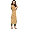 thumbnail image 3 of Rajnandini Women's Pure Cambric Cotton Kalamkari Floral Print Kurti (JOPLJPR69A-4XL_Yellow_4XL), 3 of 5