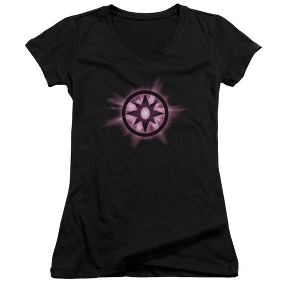 Green Lantern Sapphire Glow Junior Women's V-Neck T-Shirt Black