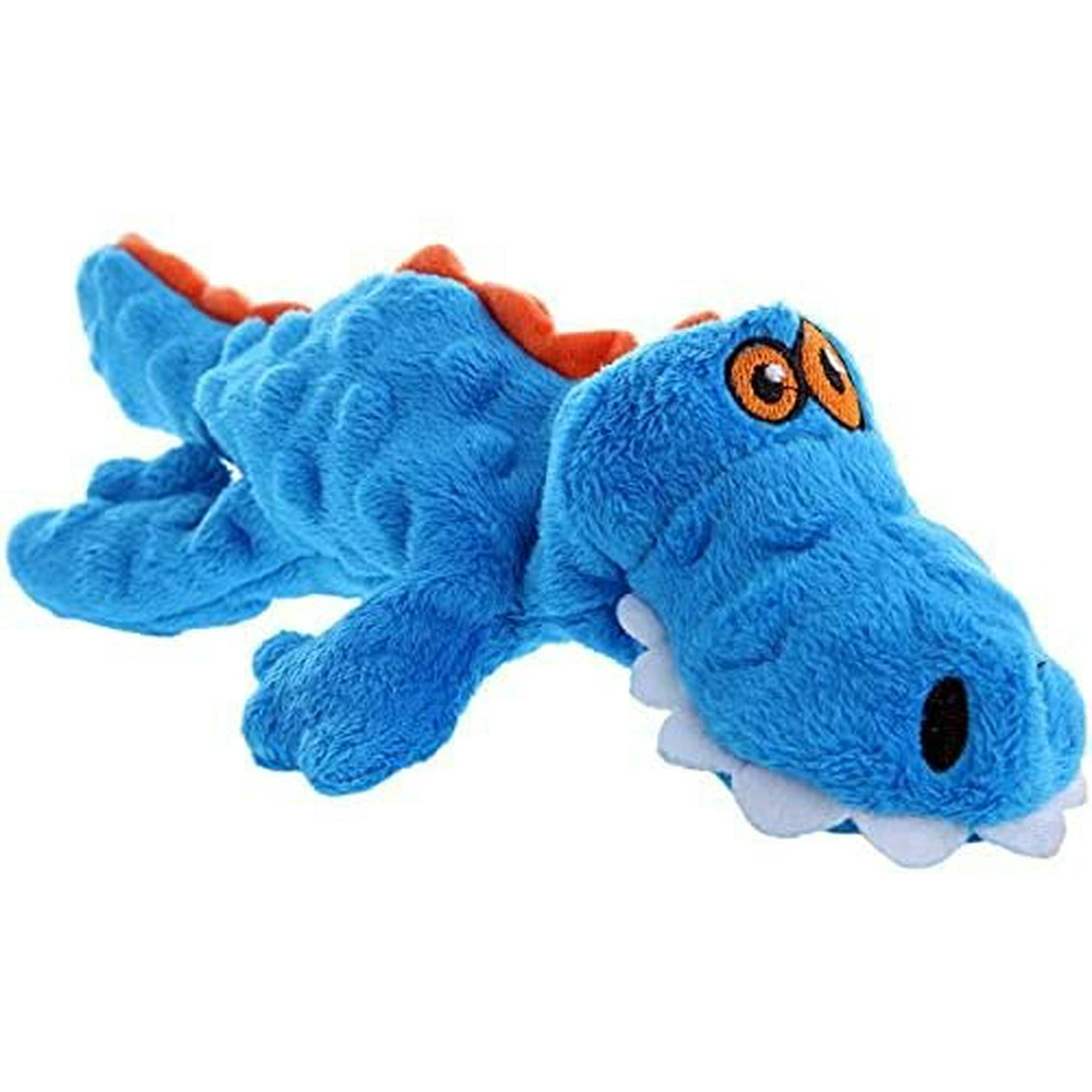 IGUOHAO Gators Squeaker Dog Toy with Chew Guard Technology Tough Plush Dog Toy Reinforced Seams Blue .Small Pack of 1