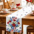 thumbnail image 5 of Independence Day Floral Table Runner 72 Inches, Red Blue Roses Patriotic Bed Runner Dresser Scarves Tabletop for Indoor Outdoor Parties/Ceremony/Banquet, 14" x 72", 5 of 9