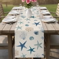 thumbnail image 4 of Blue Starfish Coastal Table Runner 70 Inches, Summer Beach Coral Linen Texture Bed Runner Dresser Scarves Tabletop for Indoor Outdoor Parties/Ceremony/Banquet, 13" x 70", 4 of 9