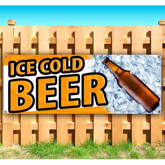 Ice Cold Beer 13 oz Vinyl Banner With Metal Grommets