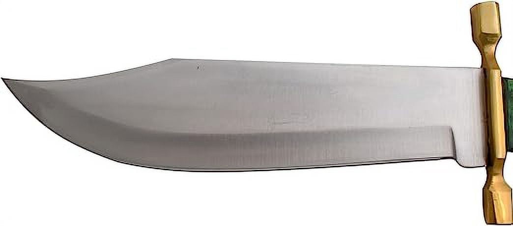 Wild Turkey Handmade 15" Bone/Green Wood Classic Bowie Knife with Scabbard