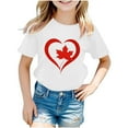 thumbnail image 2 of Zwiiyzr Summer Boys Girls T-Shirt "Happy Day Canada Day" Graphic Crewneck Short Sleeve Printed Tee Shirt Tops for Kids Teens 3-12 Years White, 2 of 4