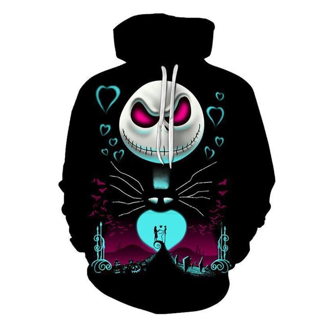 Sudaderas con capucha con estampado 3D de Jack y Sally para hombre y mujer, moda informal, pesadilla antes de Navidad, Sudadera con capucha de terror, 2023