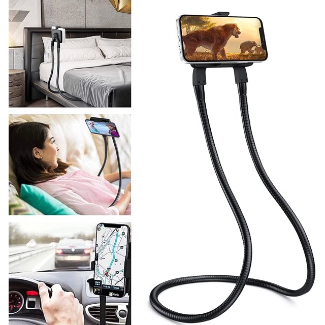 Soporte para teléfono, soporte universal para teléfono celular para cama, soporte para teléfono de escritorio de 360 ° con brazo largo flexible, soporte multifunción para teléfono inteligente para i