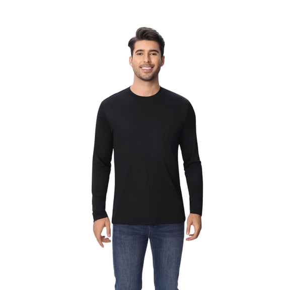 Zfeel Dry Fit Poly Long Sleeves T-Shirts 100% Polyester Moisture-Wicking Crewneck Tee Shirts (Black, M)