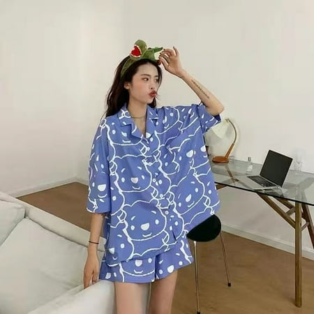

CoCopeaunt Pijamas Women Pyjamas Cute Cow Print Pajamas Casual Comfortable Homewear 2 Piece Set Sleepwear Female Summer Dropshipping