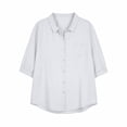 thumbnail image 5 of Tqcoqu Button Down Shirts for Women Half Sleeve Collared Casual Loose Blouses Summer Vacation Tops with Chest Pocket,White Women's M-XXXXL, 5 of 5