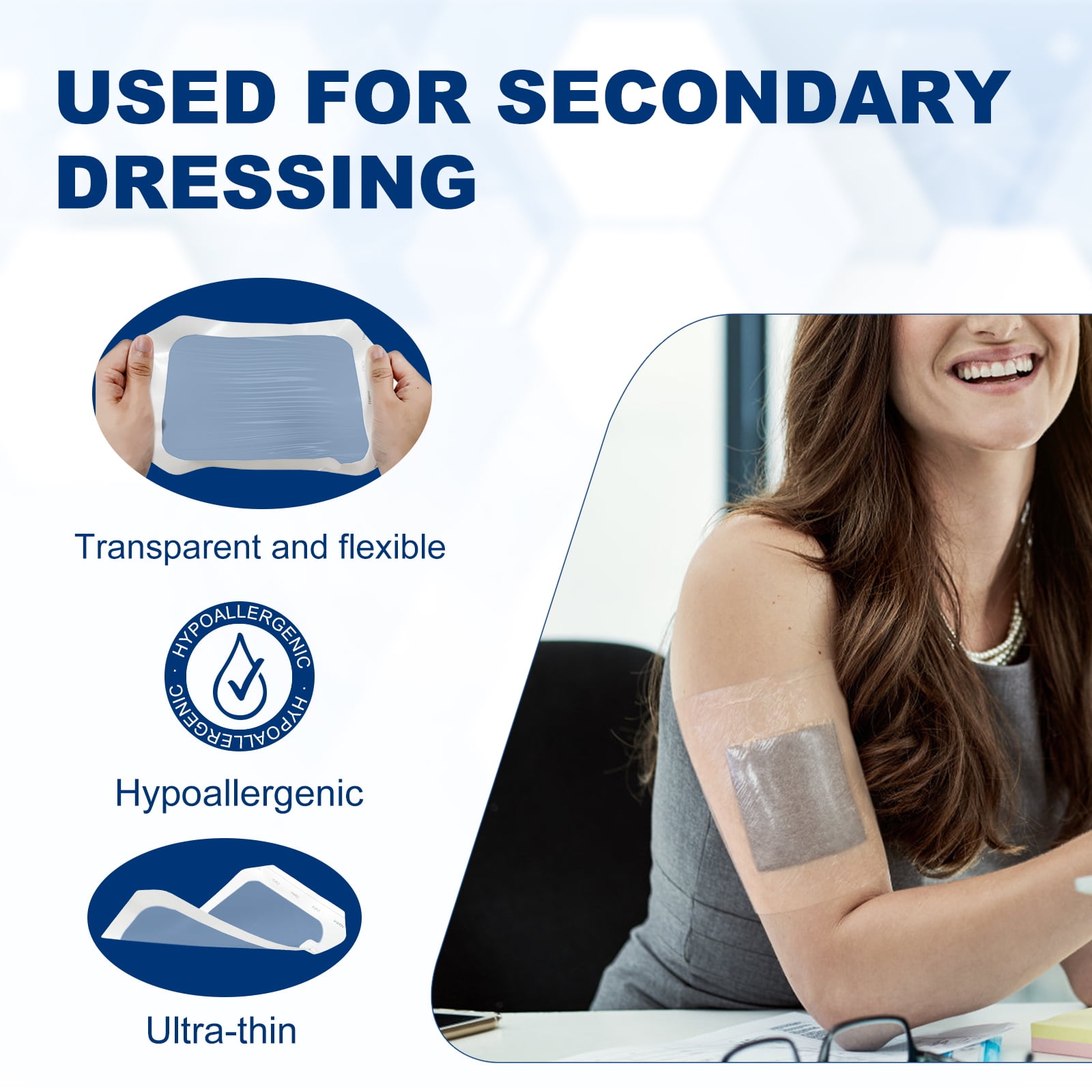 Ceeport Transparent Film Dressing 6'' x 8'', 20 Packs Waterproof Wound Bandage Adhesive Patches, Wound Cover Patches for Post Surgical Shower, IV Shield, Tattoo Aftercare Bandage