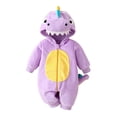 thumbnail image 3 of Toddler Dinosaur Hooded Romper Halloween Dinosaur Dress Up Outfits (Purple), 3 of 8