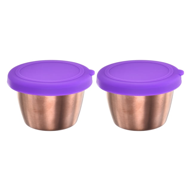 Unique Bargains 2pcs Salad Dressing Container, 2.4oz Kitchen Sauce Containers Stainless Steel Containers, Purple
