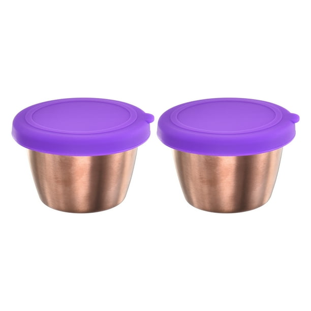 Uxcell 2 piezas de recipiente para aderezo de ensaladas, 2.4oz recipientes de cocina de acero inoxidable, morado