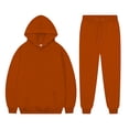 thumbnail image 5 of Hzzrkos Women Casual Loose Solid Color Hooded Long Sleeve Drawstring Kangaroo Pocket Sweatshirt Jogger Pants Tracksuit Lounge Set Two Piece Outfit Rose Gold, 5 of 7