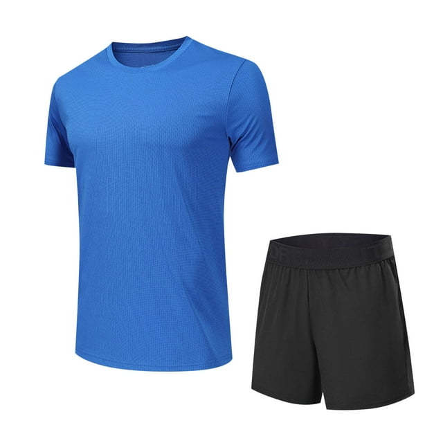 Dagugfen Ensembles d'Entraînement pour Hommes T-Shirts à Manches Courtes à Col Rond et Shorts Noirs Course Entraînement Tenues Sport Athlétiques