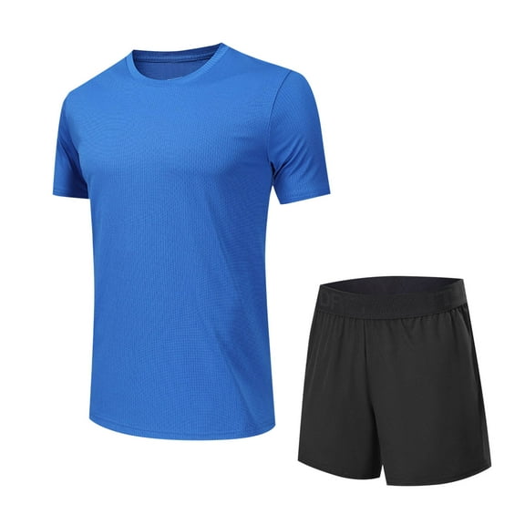 Wdfiry Workout Sport Sets for Men 2 Piece Outfits Summer Tracksuit Sets Fashion Cool Quick Dry Athletic Sets Solid Casual Short Sleeve V-Neck Shirts with Shorts