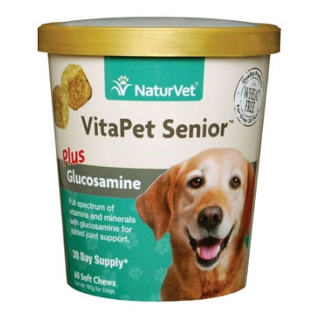 NaturVet VitaPet Daily vitaminsian Supplement for Senior Dogs, 60 Tasty Soft (Best Supplements For Senior Dogs)