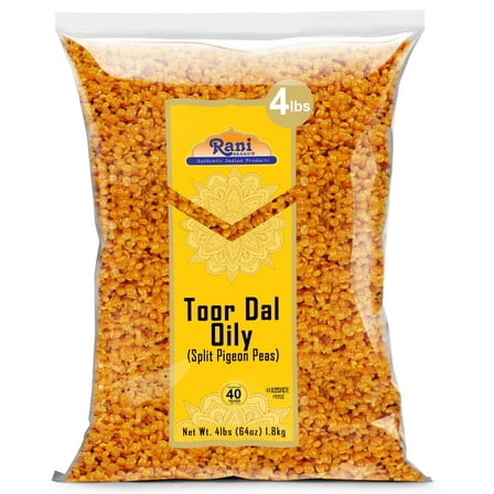 Rani Toor Dal (Split Pigeon Peas) Oily, 64oz (4lbs) 1.81kg ~ All Natural | Gluten Friendly | NON-GMO | Kosher | Vegan | Indian Origin
