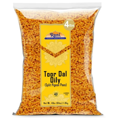 Rani Toor Dal (Split Pigeon Peas) Oily, 64oz (4lbs) 1.81kg ~ All Natural | Gluten Friendly | NON-GMO | Kosher | Vegan | Indian Origin