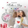 thumbnail image 3 of Juwaliy Moon Heart Mother Daughter Necklace 925 Sterling Silver Pink Tourmaline October Birthstone Pendant Jewelry Women Birthday Christmas Mother Day Gift Idea, 3 of 7