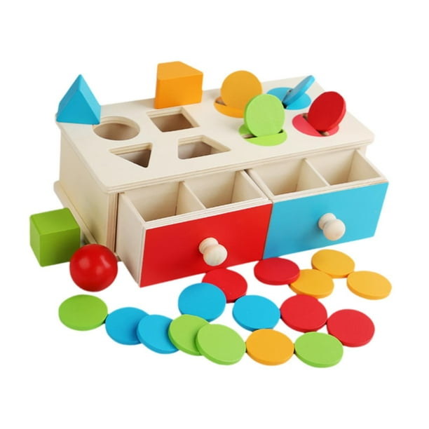 Caja de Monedas de Madera Montessori, Juguetes de Persistencia de Objetos, Juguete de Aprendizaje, Juguetes de Madera Montessori para Bebés de 2 años