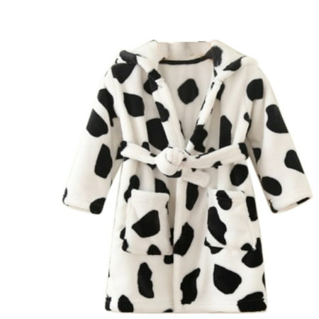 

SYNPOS Unisex Baby Hooded Bathrobe Kids Flannel Pajamas Dressing Gown for Boys Girls Hooded Sleeper Robe Warm Soft Plush Sleepwear Housecoat