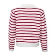 thumbnail image 3 of UJNDER Cardigan en Tricot à Rayures pour Femmes, Veste Chandail à Manches Courtes, Décontractée, Légère, Rouge, P, 3 of 6