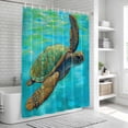 thumbnail image 5 of Sea Turtle Coastal Shower Curtain Set - Extra Long 72" x 96" Washable Bathtub Curtain with 12 Hooks, Teal Green Beach Nautical Waterproof Fabric Stall Shower Curtains for Bathroom/Bathtub Décor, 5 of 6