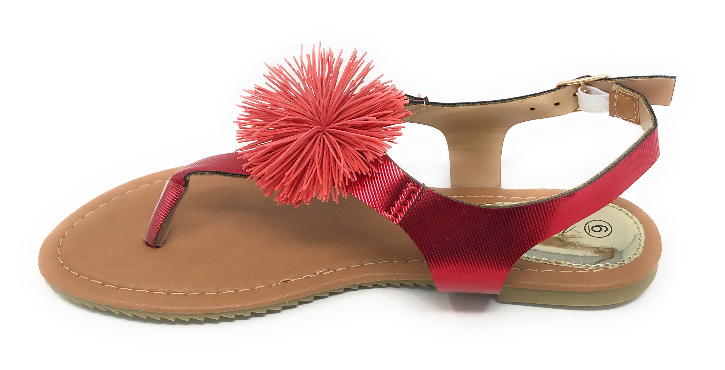 Victoria K Women's PomPom With Side Buckle Sandals