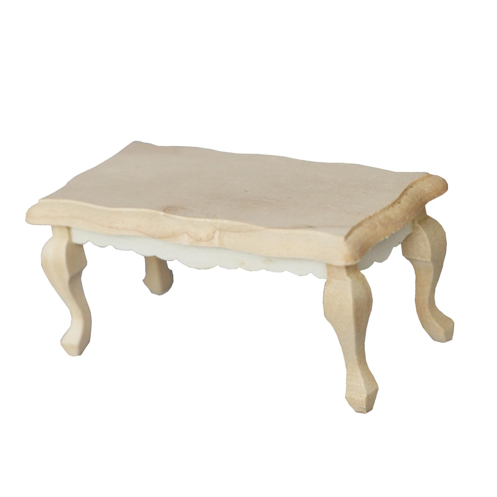 White Wood Furniture Garden Room Round Tea Coffee Table Desk for 1:12 Dollhouse 