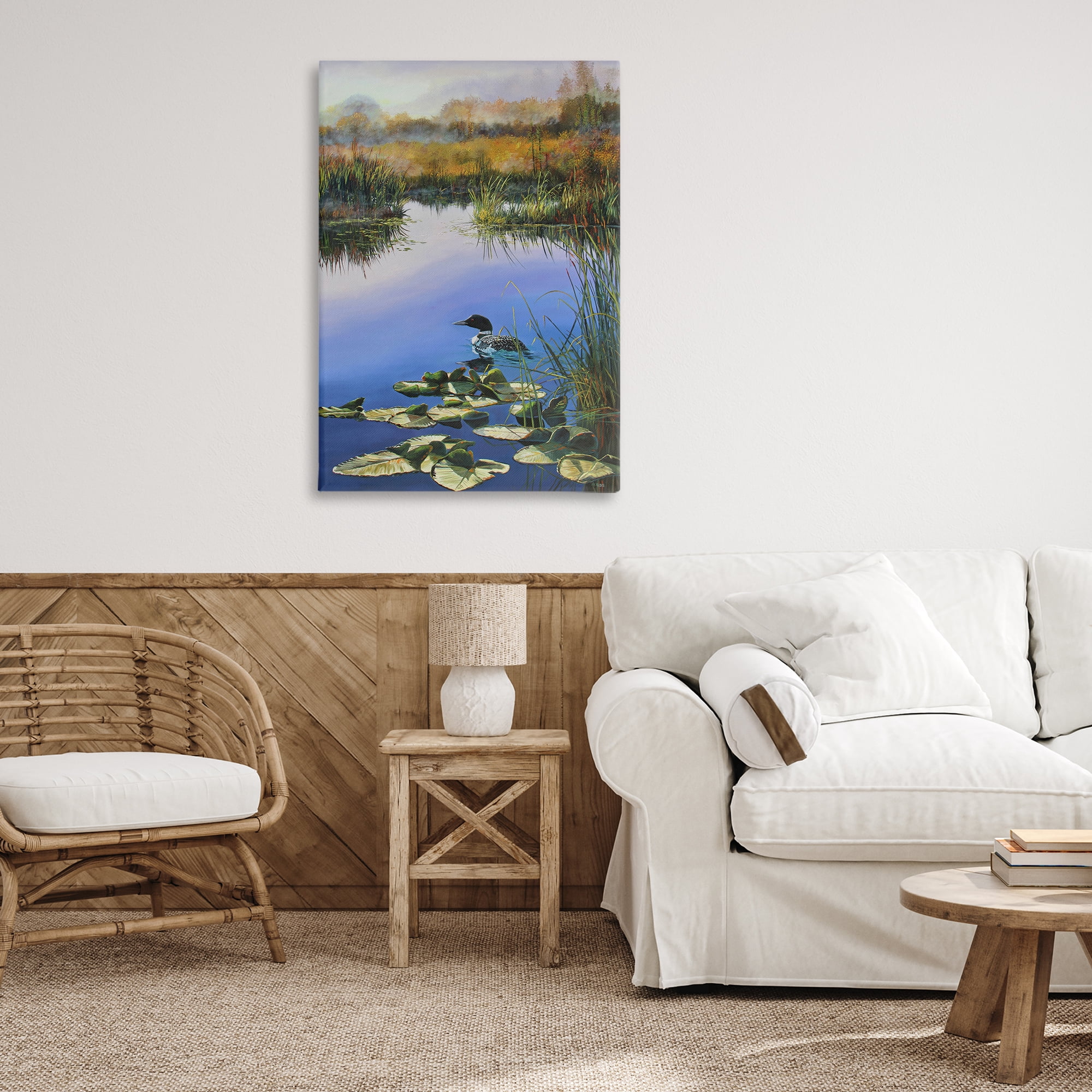 Stupell Industries Duck's Morning Solitude Landscape & Nature Painting Wrapped Canvas Art Print Wall Art, 24 x 36