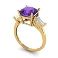 thumbnail image 2 of 3 ct Cushion Cut Natural Amethyst Three-Stone Engagement Ring for Women in 18K Yellow Gold, 2 of 5