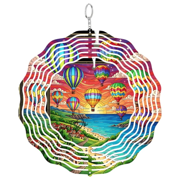Hot Air Balloon Sky 3D Wind Spinner Kinetic Welcome Hanging Yard Outdoor Decor