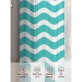 thumbnail image 6 of Sheer Curtains 84 inches Long 2 Panels Set Geometric Striped Pattern Light Filtering Sheer Drapes Rod Pocket Window Curtains for Living Room/Bedroom, Turquoise White Wave Pattern, 6 of 8