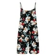 thumbnail image 7 of Womens Hawaiian Print Jumpsuit Women Romper Summer Casual Tank Short Jumpsuit Spaghetti Straps Sleeveless Loose Floral Rompers with Pocket, 7 of 7