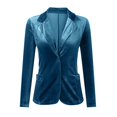 thumbnail image 4 of VBARHMQRT Office Jackets for Women for Work Ladies Gold Velvet Denim Jacket Single Long Sleeve Lapel Solid Color Short Style Winter Jacket Women's Blazers and Suit Jackets Blazer for Women, 4 of 4