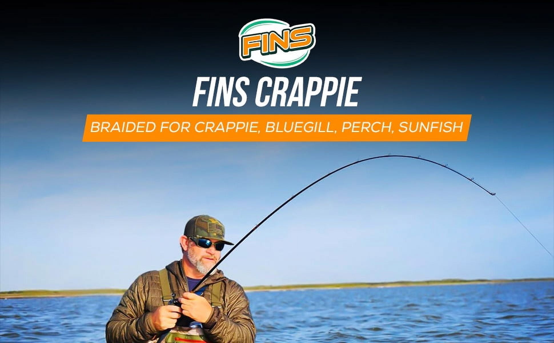FINS Braids Crappie Ultra-Strong Thin Braided Fishing Line for Crappie, Yellow 8 lb 500 Yds