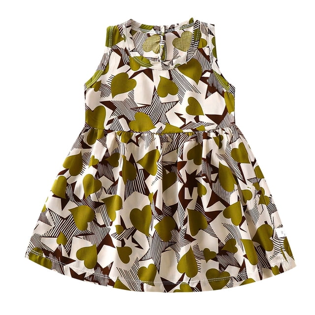 Odeerbi Niñas Verano Algodón Vestido Tanque Floral Vestido Sol Sin Mangas A-Vestido Sin Mangas de Princesa