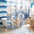 thumbnail image 5 of No Hook Shower Curtain, Blue Starfish Coastal Shower Curtains for Bathroom with See Through Top Window, Eucalyptus Summer Nautical Shell Wooden Waterproof & Washable Bath Curtain Long 72"x78", 5 of 9