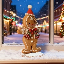 Christmas Gingerbread Man Night Light Battery Powered Resin Cookie Man Decoration Lamp Home Office Bedroom Kids Room Holiday Party Ornament