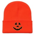 thumbnail image 3 of SYMOID Orange Acrylic Winter Skull Cap, Hall-oween Pumpkin Face Embroidered Cuffed Knit Beanie for Men Women Hats,Size Free Size, 3 of 6